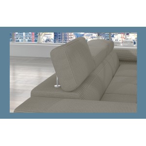 Canapé d’angle convertible AMANDA beige foncé velours côtelé avec coffre 