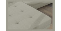 Canapé d’angle convertible AMANDA beige clair velours côtelé avec coffre gauche 