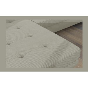 Canapé d’angle convertible AMANDA beige clair velours côtelé avec coffre gauche 