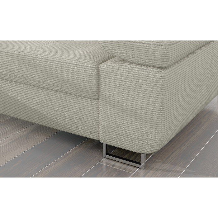 Canapé d’angle convertible AMANDA beige clair velours côtelé avec coffre gauche 