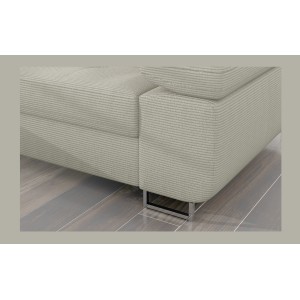 Canapé d’angle convertible AMANDA beige clair velours côtelé avec coffre gauche 