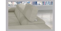 Canapé d’angle convertible AMANDA beige clair velours côtelé avec coffre gauche 