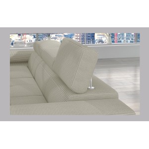 Canapé d’angle convertible AMANDA beige clair velours côtelé avec coffre gauche 