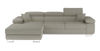 Canapé d’angle convertible AMANDA beige clair velours côtelé avec coffre gauche 