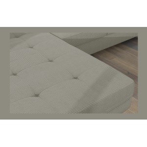 Canapé d’angle convertible AMANDA beige clair velours côtelé avec coffre gauche 