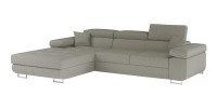 Canapé d’angle convertible AMANDA beige clair velours côtelé avec coffre gauche 