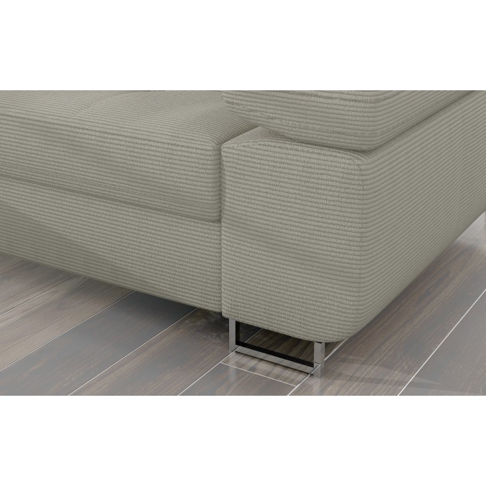 Canapé d’angle convertible AMANDA beige clair velours côtelé avec coffre gauche 