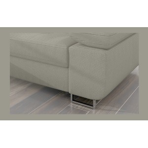 Canapé d’angle convertible AMANDA beige clair velours côtelé avec coffre gauche 