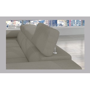 Canapé d’angle convertible AMANDA beige clair velours côtelé avec coffre gauche 