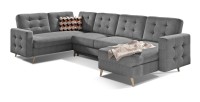 Canapé d’angle panoramique convertible HASGARD U 326 cm gris foncé avec coffre 