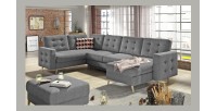Canapé d’angle panoramique convertible HASGARD U 326 cm gris foncé avec coffre 