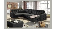 Canapé d’angle panoramique convertible HASGARD U 326 cm noir avec coffre 