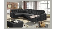 Canapé d’angle panoramique convertible HASGARD U 326 cm noir avec coffre 