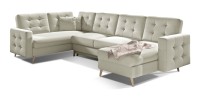 Canapé d’angle panoramique convertible HASGARD U 326 cm crème avec coffre 