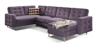 Canapé d’angle panoramique convertible HASGARD U 326 cm violet avec coffre 