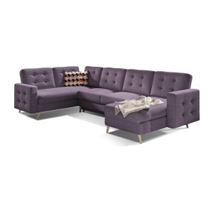 Canapé d’angle panoramique convertible HASGARD U 326 cm violet avec coffre 