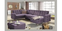 Canapé d’angle panoramique convertible HASGARD U 326 cm violet avec coffre 