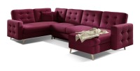 Canapé d’angle panoramique convertible HASGARD U 326 cm pourpre avec coffre 