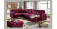 Canapé d’angle panoramique convertible HASGARD U 326 cm pourpre avec coffre 