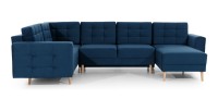 Canapé d’angle panoramique convertible HASGARD U 326x202 cm bleu pétrole velours 