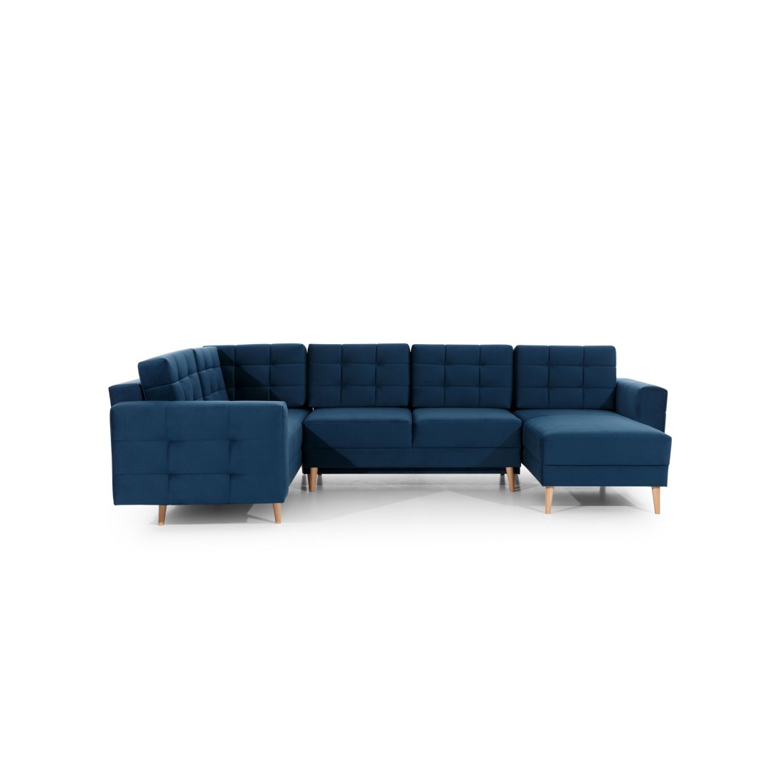 Canapé d’angle panoramique convertible HASGARD U 326x202 cm bleu pétrole velours 