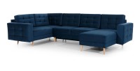 Canapé d’angle panoramique convertible HASGARD U 326x202 cm bleu pétrole velours 