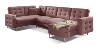 Canapé d’angle panoramique convertible HASGARD U 326x202 cm rose velours 