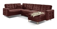 Canapé d’angle panoramique convertible HASGARD U 326x202 cm marron velours 