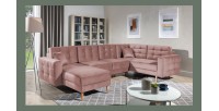 Canapé d’angle panoramique convertible HASGARD U 326x202 cm marron velours 