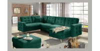 Canapé d’angle panoramique convertible HASGARD U 326x202 cm vert émeraude velours 