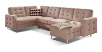 Canapé d’angle panoramique convertible HASGARD U 326x202 cm rose velours 