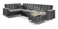 Canapé d’angle panoramique convertible U HASGARD 326 cm gris foncé avec coffre 