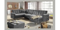 Canapé d’angle panoramique convertible U HASGARD 326 cm gris foncé avec coffre 