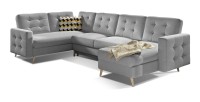 Canapé d’angle panoramique convertible U HASGARD 326 cm gris clair avec coffre 