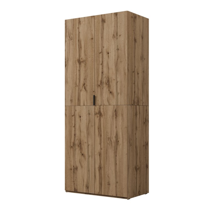 Armoire CALMIA chêne naturel 90 cm avec penderie et étagères