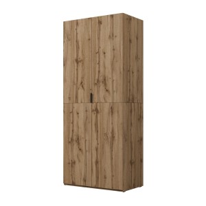 Armoire CALMIA chêne naturel 90 cm avec penderie et étagères