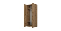 Armoire CALMIA chêne naturel 90 cm avec penderie et étagères
