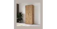 Armoire CALMIA chêne naturel 90 cm avec penderie et étagères