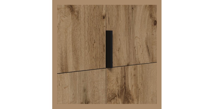 Armoire CALMIA chêne naturel 90 cm avec penderie et étagères