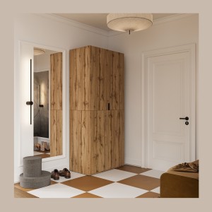 Armoire CALMIA chêne naturel 90 cm avec penderie et étagères