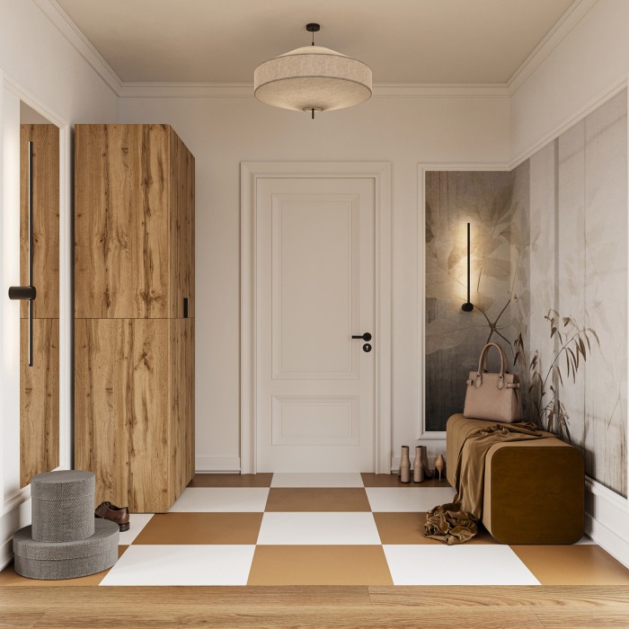 Armoire CALMIA chêne naturel 90 cm avec penderie et étagères