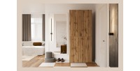Armoire CALMIA chêne naturel 90 cm avec penderie et étagères