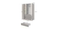 Armoire VALDORA 3 portes avec LED et 3 tiroirs chêne foncé et beige 139 cm