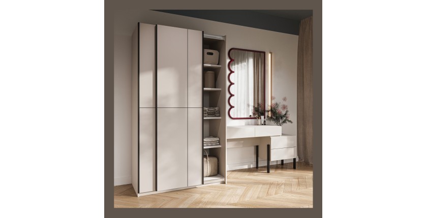 Armoire VERTIS 2 portes coulissantes cachemire avec fermeture silencieuse 120 cm