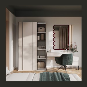 Armoire VERTIS 2 portes coulissantes cachemire avec fermeture silencieuse 120 cm