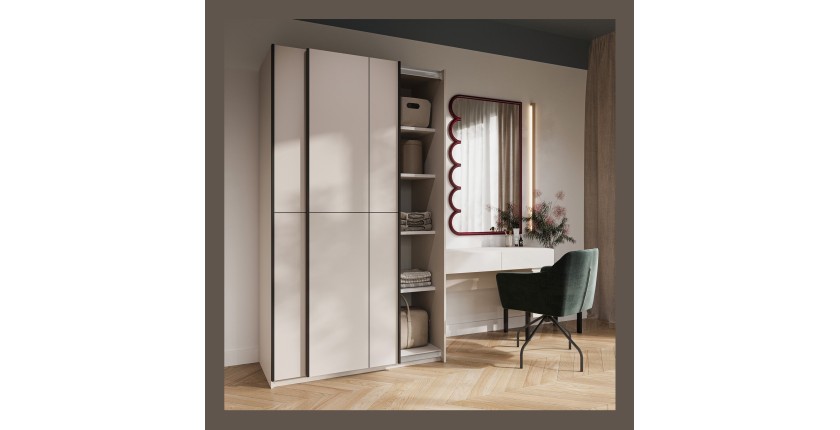 Armoire VERTIS 2 portes coulissantes cachemire avec fermeture silencieuse 120 cm