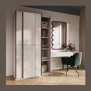 Armoire VERTIS 2 portes coulissantes cachemire avec fermeture silencieuse 120 cm