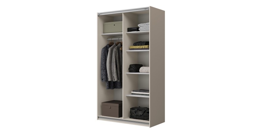 Armoire VERTIS 2 portes coulissantes cachemire avec fermeture silencieuse 120 cm