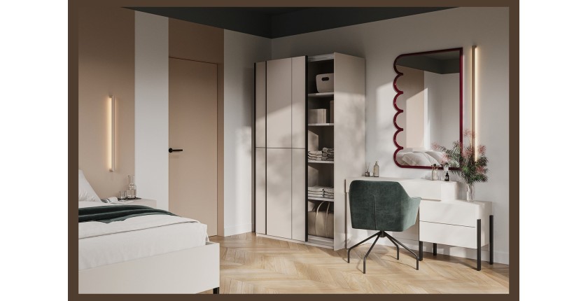 Armoire VERTIS 2 portes coulissantes cachemire avec fermeture silencieuse 120 cm