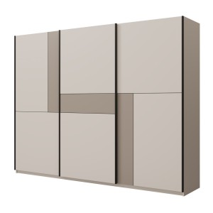 Armoire VERTIS 3 portes coulissantes cachemire et beige 270 cm design graphique